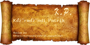 Körmöndi Patrik névjegykártya